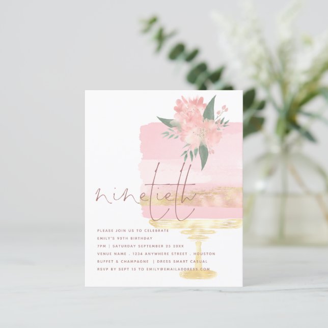 Papier Invitation de 90e partie du gâteau d'anniversaire  (Debout devant)