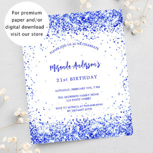Papier Invitation de anniversaire bleu royal blanc pas ch