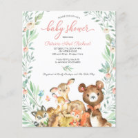 Invitation de baby shower adorable en forêt à peti