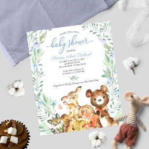Papier Invitation de baby shower adorable en forêt à peti