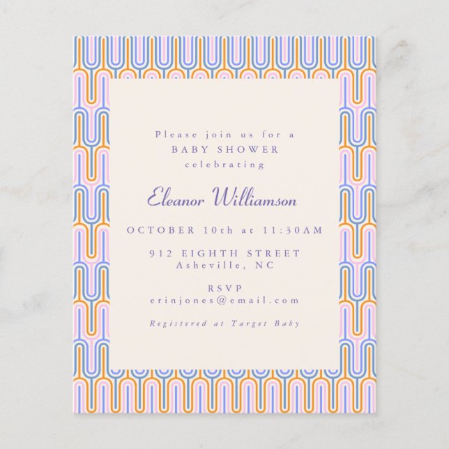 Papier Invitation de baby shower adorable et groovy bleu  (Devant)