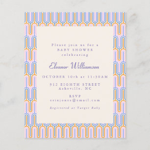 Papier Invitation de baby shower adorable et groovy bleu 