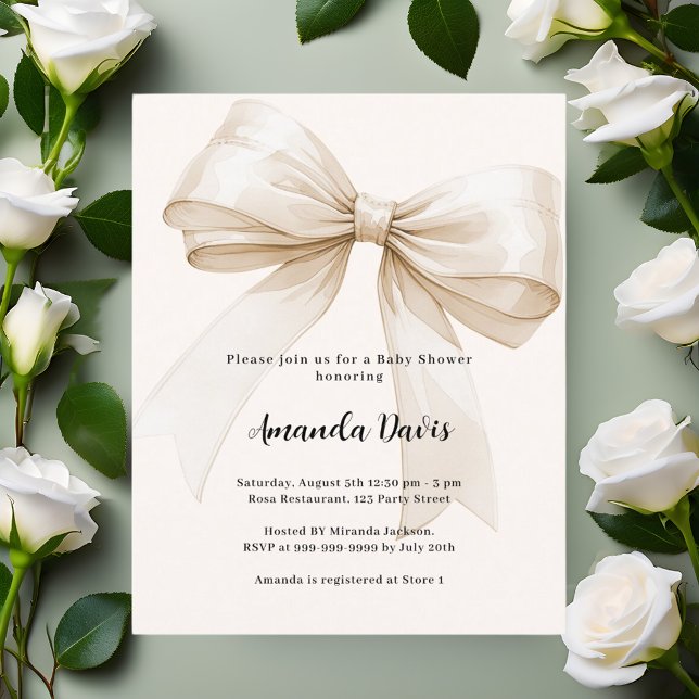 Papier Invitation de Baby shower beige beige et neutre (Créateur téléchargé)