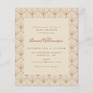 Papier Invitation de Baby Shower Budget Art Déco Orange B