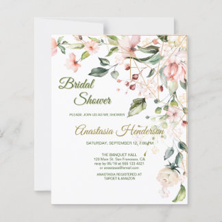 Papier Invitation de Baby Shower budgétaire Or et Verdure