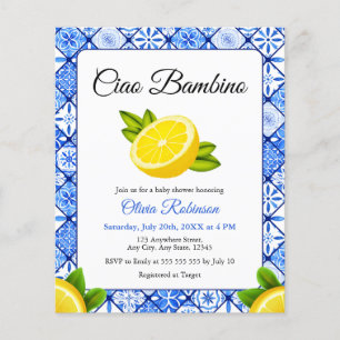 Papier Invitation de Baby Shower Ciao Bambino Italien à p