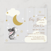 Invitation de Baby shower Cloud Star Moon Budget