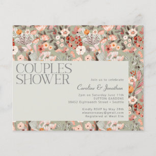 Papier Invitation de Baby Shower Couple Bohème Botanique 