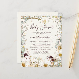 Papier Invitation de Baby shower de lapins Vintages budge