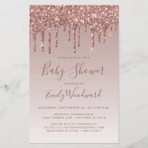 Papier Invitation de Baby shower d'or Rose de Parties sci
