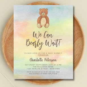 Papier Invitation de Baby shower d'ours mignon du budget