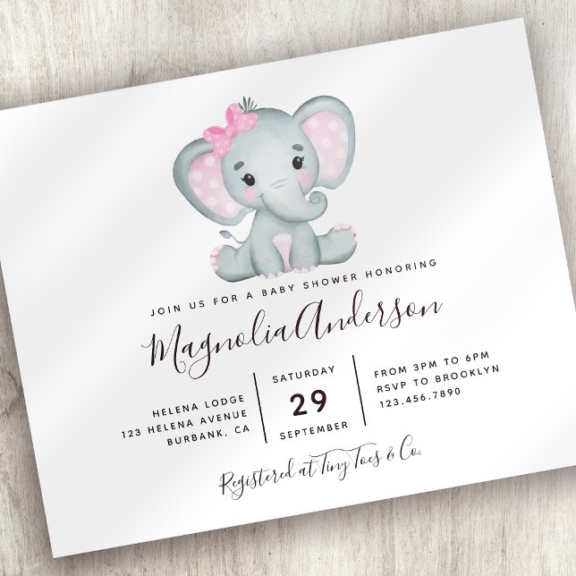 Papier Invitation de Baby shower Eléphant mignon Budget (Créateur téléchargé)