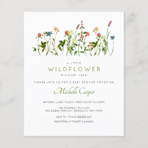 Papier Invitation de Baby shower Fleur sauvage mignon