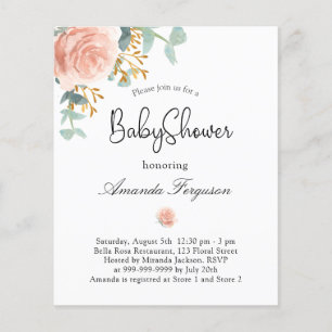 Papier Invitation de baby shower florale eucalyptus à pet