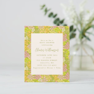 Papier Invitation de baby shower florale verte lime pas c