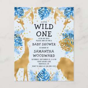 Papier Invitation de Baby Shower Garçon Budget Safari Ble