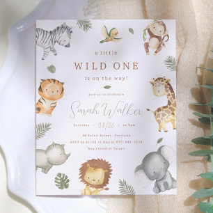 Papier Invitation de Baby Shower Garçon Safari à petit bu