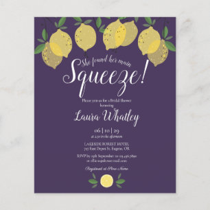 Papier Invitation de Baby Shower Mariage Citrons Violets