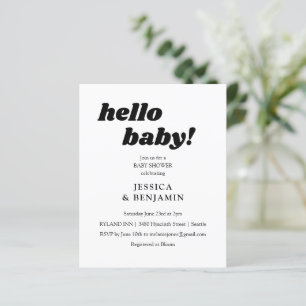 Papier Invitation de baby shower moderne et blanche bonjo