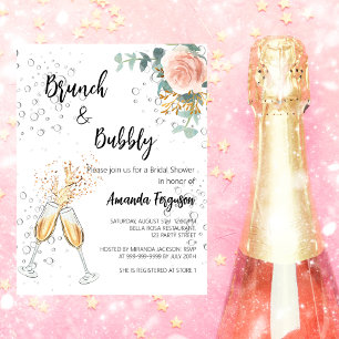 Papier Invitation de Baby Shower Rose Budget Brunch Bubbl