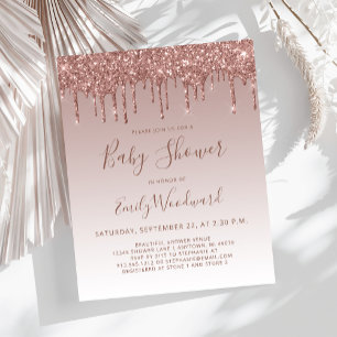 Papier Invitation de Baby Shower Rose Gold Pailleté à pet
