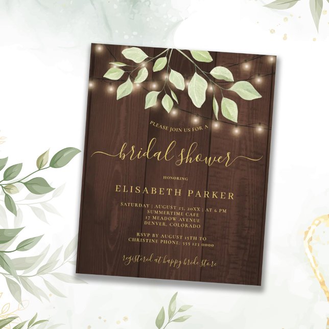 Papier Invitation de baby shower rustique à l'eucalyptus  (Créateur téléchargé)