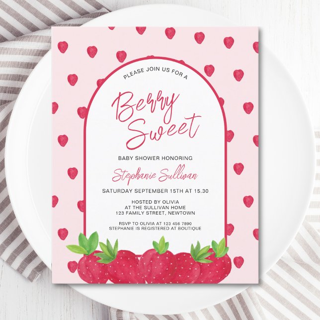 Papier Invitation de Baby shower sucré aux fraises Budget (Créateur téléchargé)