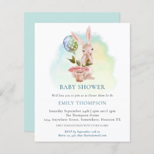 Papier Invitation de Baby shower Turquoise Bunny Budget