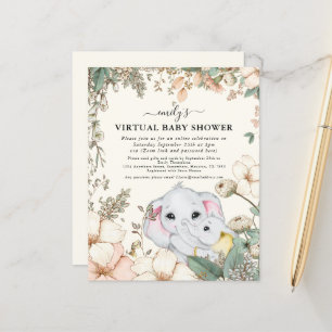 Papier Invitation de Baby shower virtuel Budget Elephant 