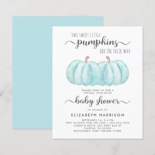Papier Invitation de Baby shower virtuel Citrouille Twin 