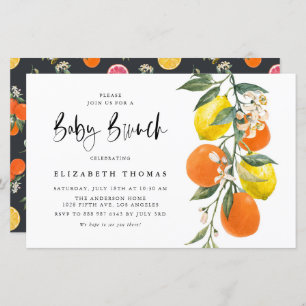 Papier Invitation de Brunch Botanique Orange et Citron