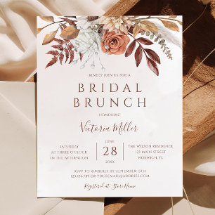 Papier Invitation de brunch de mariage bohème automnal fl