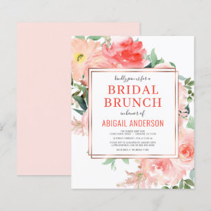 Papier Invitation de brunch nuptiale de pêche florale de