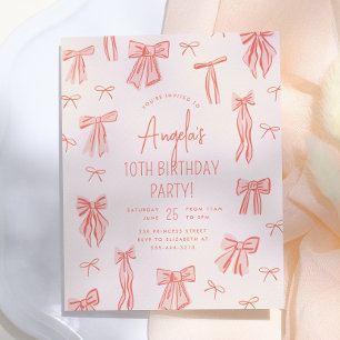 Papier Invitation de budget anniversaire fille rose capri