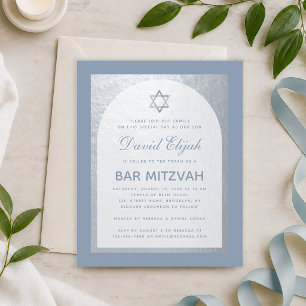 Papier Invitation de budget Bar Mitzvah poussiéreux bleu