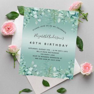 Papier Invitation de budget d'anniversaire de verdure d'e
