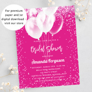 Papier Invitation de budget de ballon rose blanc pour la 