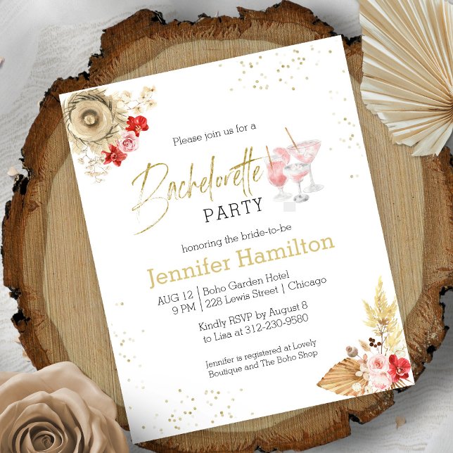 Papier Invitation de budget de cocktail bohème pour enter (Créateur téléchargé)