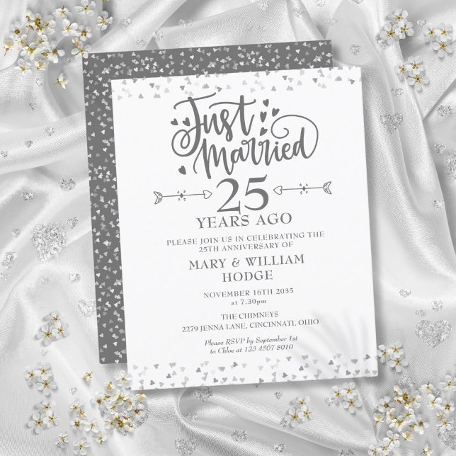Papier Invitation de budget juste marié 25e anniversaire  (Budget Just Married 25th Anniversary Invitation)