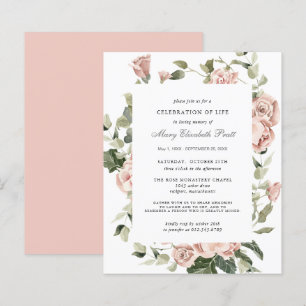 Papier Invitation de célébration de vie à budget rose flo