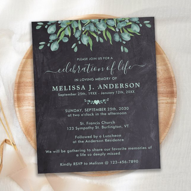 Papier Invitation de célébration de vie rustique éucalypt (Créateur téléchargé)
