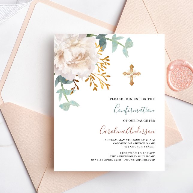 Papier Invitation de confirmation du budget de l'or flora (Créateur téléchargé)