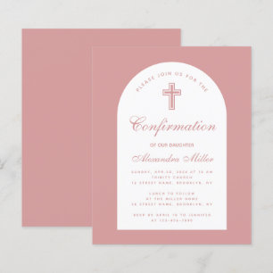 Papier Invitation de confirmation fille Budget Dusty Rose