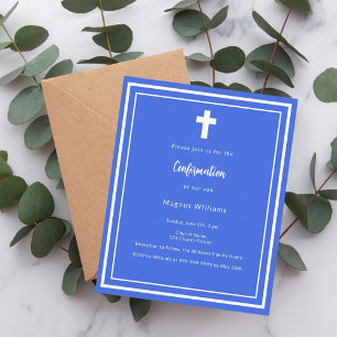 Papier Invitation de confirmation Royal blue boy