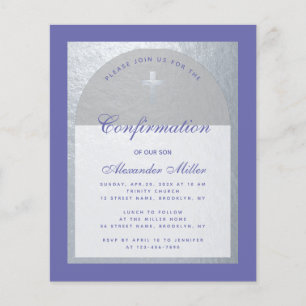 Papier Invitation de confirmation Violet Argent Arch Budg