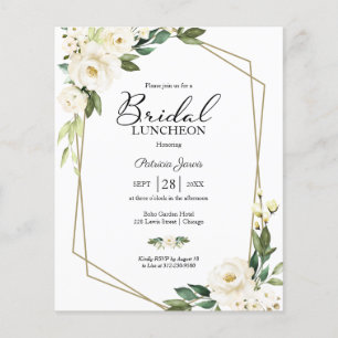 Papier Invitation de déjeuner nuptiale à budget floral gé