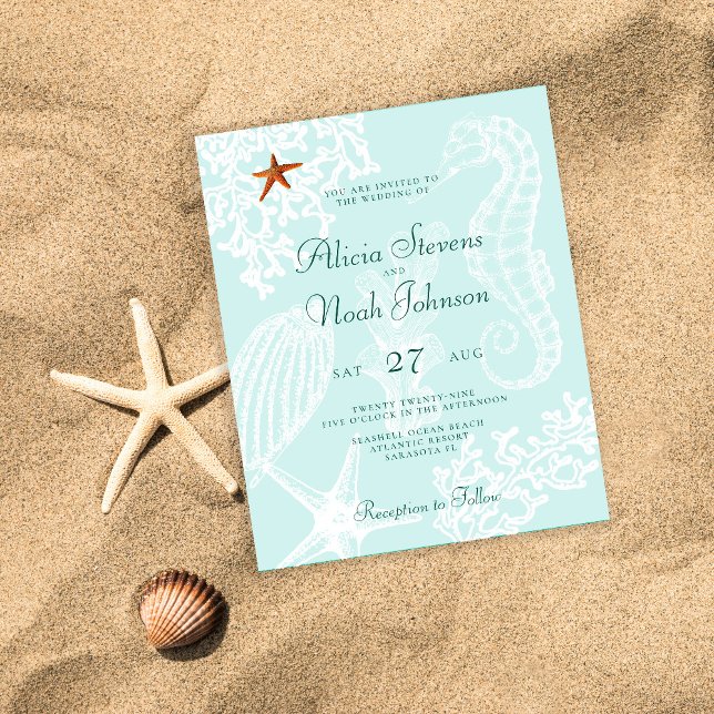 Papier Invitation de destination de plage du mariage budg (Créateur téléchargé)