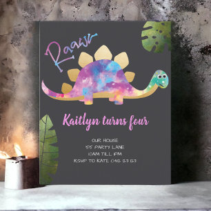 Papier Invitation de dinosaures roses Abstraites