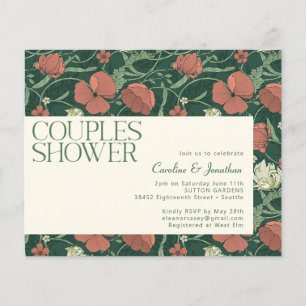 Papier Invitation de douche de couple florale verte rusti