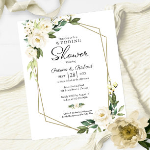 Papier Invitation de douche de couple géométrique florale